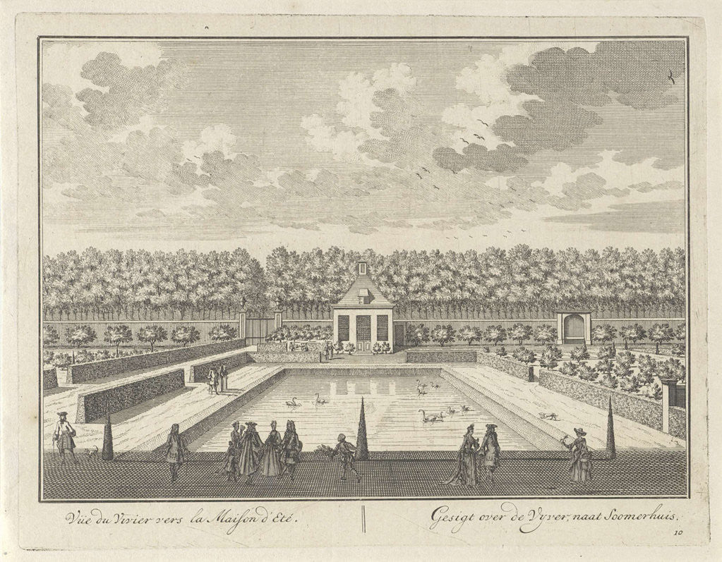 Detail of View of the pond and summerhouse at Castle Zuilenstein by Daniël Stopendaal