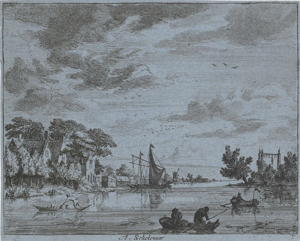 Detail of Activity on a river by Jan Vincentsz. van der Vinne