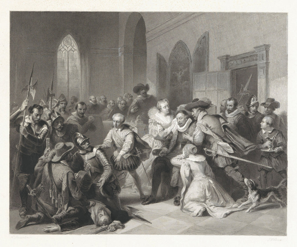 Detail of Attack of Jean de Jauregui on Prince William I, March 18, 1582 by Johann Wilhelm Kaiser I