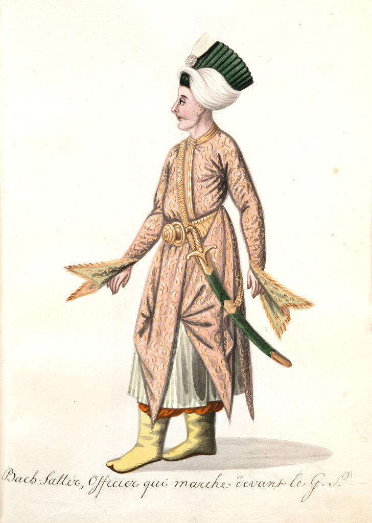 Detail of Bash satir, officier qui marche devant le G by Mahmud II