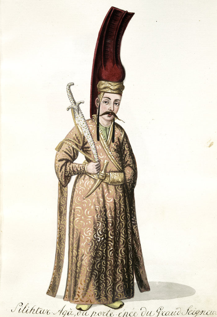 Detail of Silihtar aga, ou porte-épée du Grand Seigneur by Mahmud II