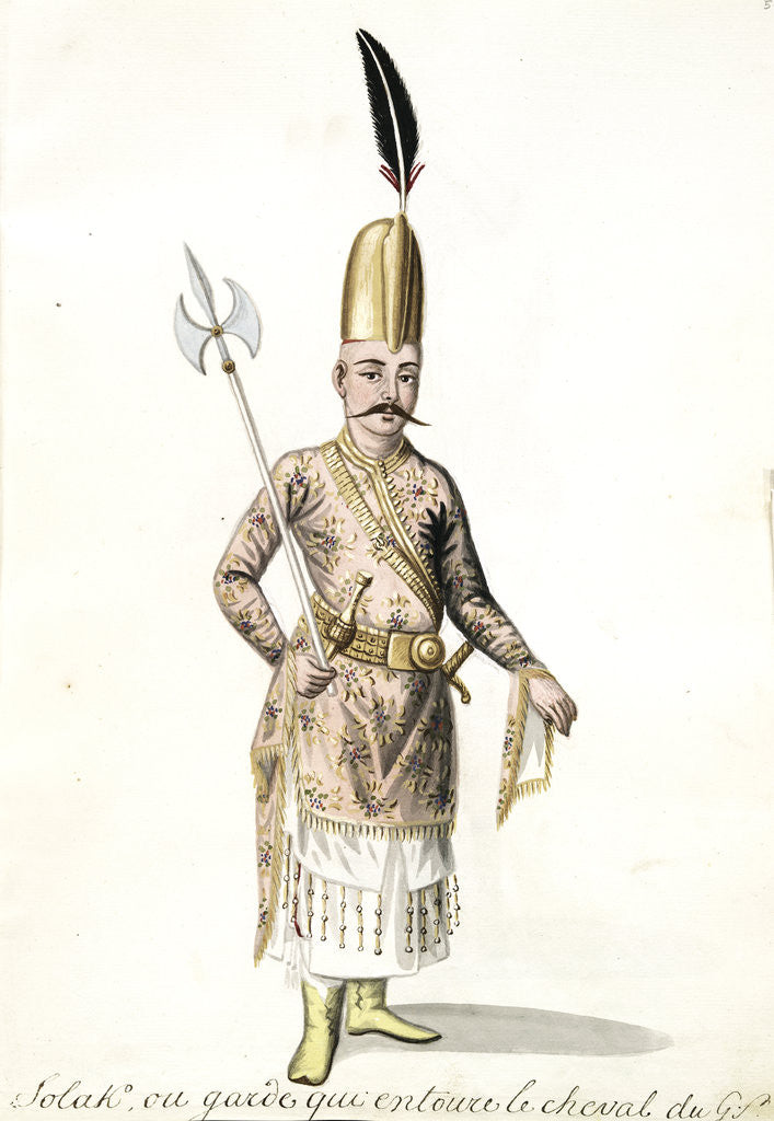 Detail of Solak, ou garde qui entoure le cheval de G by Mahmud II