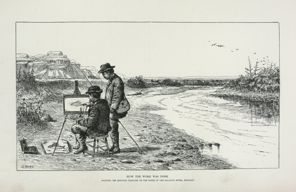 Detail of How the work was done (Painting the Montana Grayling on the banks of the Gallatin River, Montana) by J. L. Petrie
