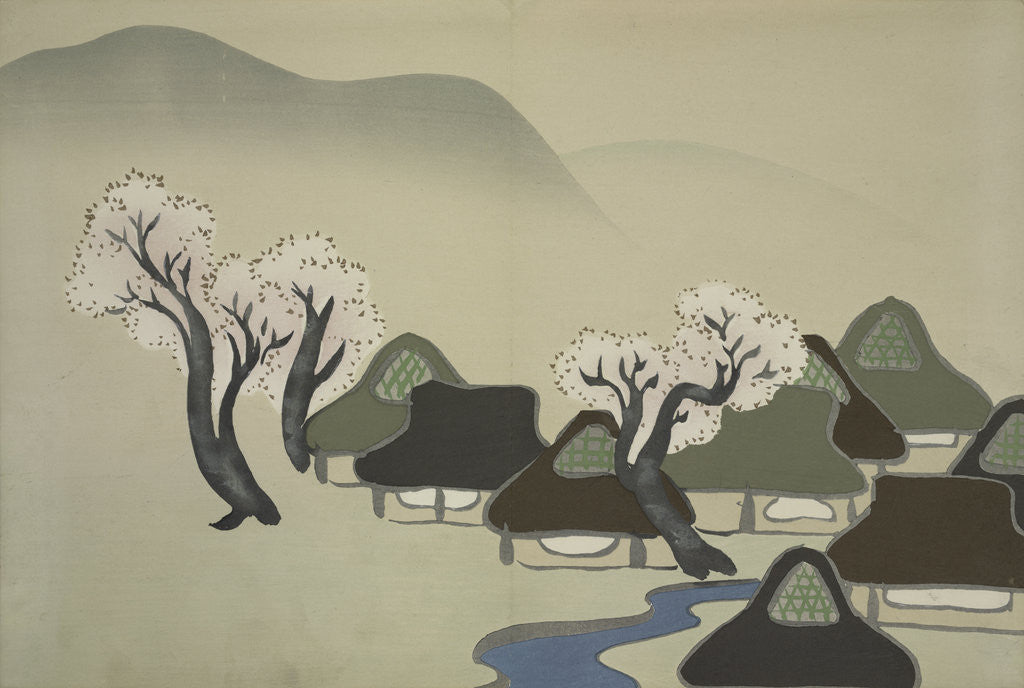 Detail of Village with Cherry Blossoms by Sekka Kamisaka
