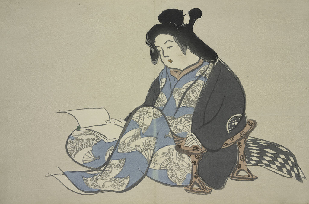 Detail of Reading Lady by Sekka Kamisaka