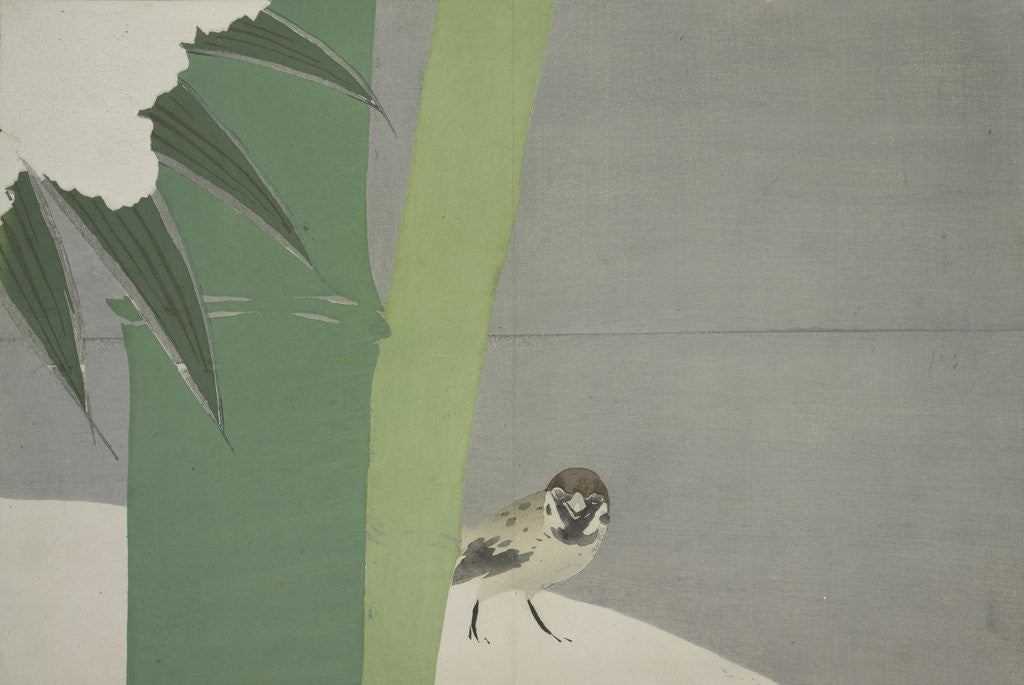 Detail of Sparrow and Bamboo by Sekka Kamisaka