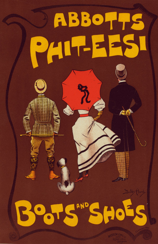 Detail of English poster for a boot and shoe factory Abbots Phit-Eesi by Dudley Hardy