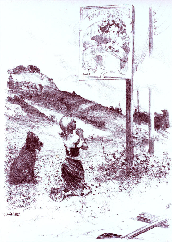 Detail of La Pieuse Erreur, The Pious Error, design for Maîtres de l'Poster by Adolphe Willette