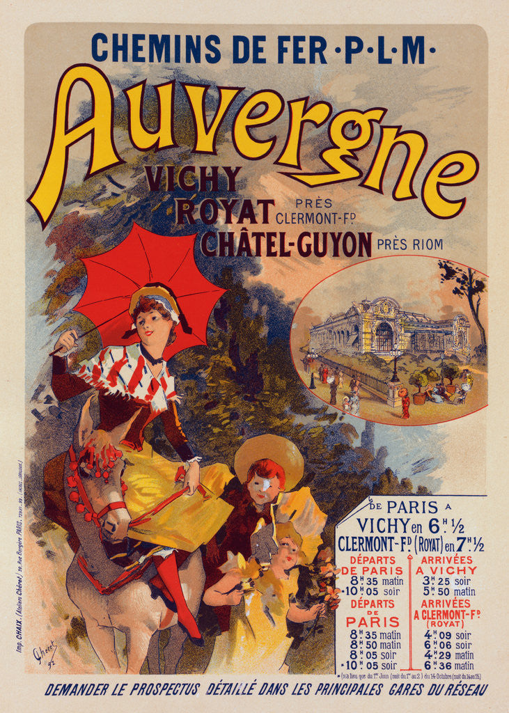 Detail of Poster for la Compagnie P.-L.-M. L'Auvergne. Auvergne railway by Jules Chéret