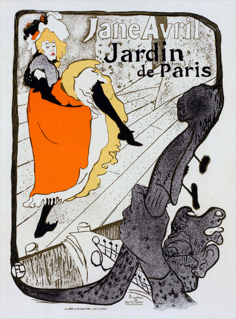 Detail of Poster for le Jardin de Paris Jane Avril by Henri de Toulouse-Lautrec