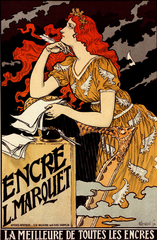 Detail of Poster for l' Encre Marquet by Eugène Grasset