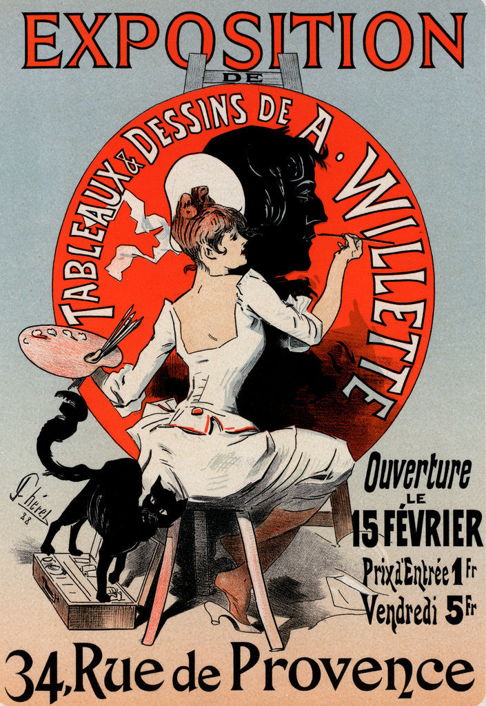 Detail of Poster for l'Exposition de Tableaux et Dessins de A. Willette by Jules Chéret