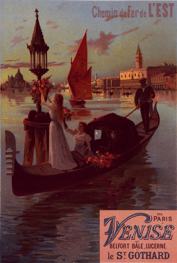 Detail of Poster for la Compagnie de l'Est: Venise. D'Alesi by F. Hugo