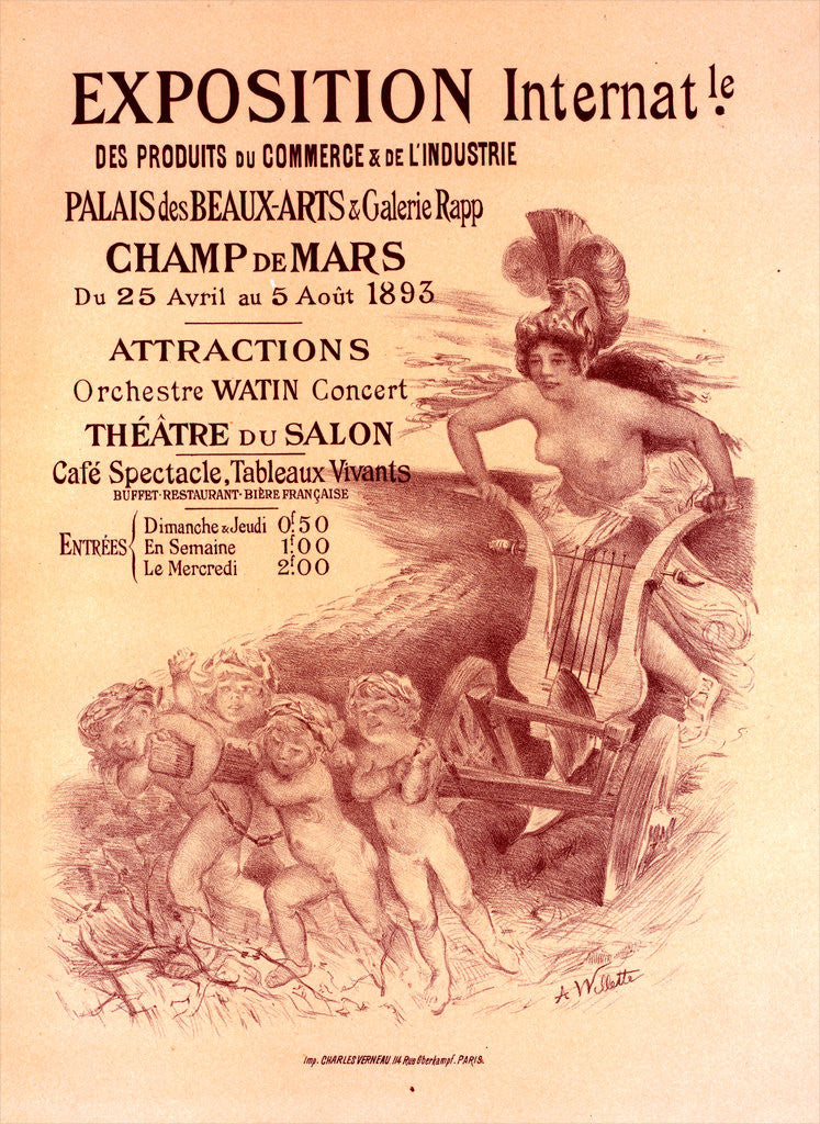 Detail of Poster for l' Exposition internationale des Produits du Commerce et de l'Industrie, au Champ de Mars by Adolphe Willette