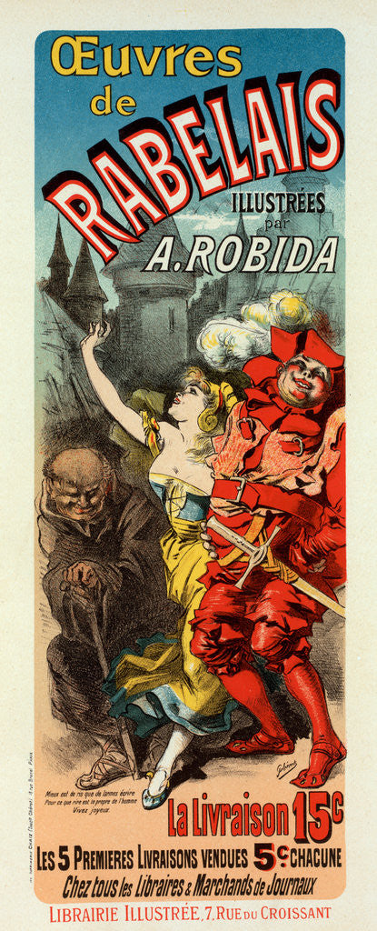 Detail of Poster for oeuvres de Rabelais by Jules Chéret