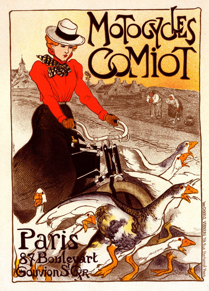 Detail of Poster for Motocycles Comiot by Théophile Alexandre Steinlen