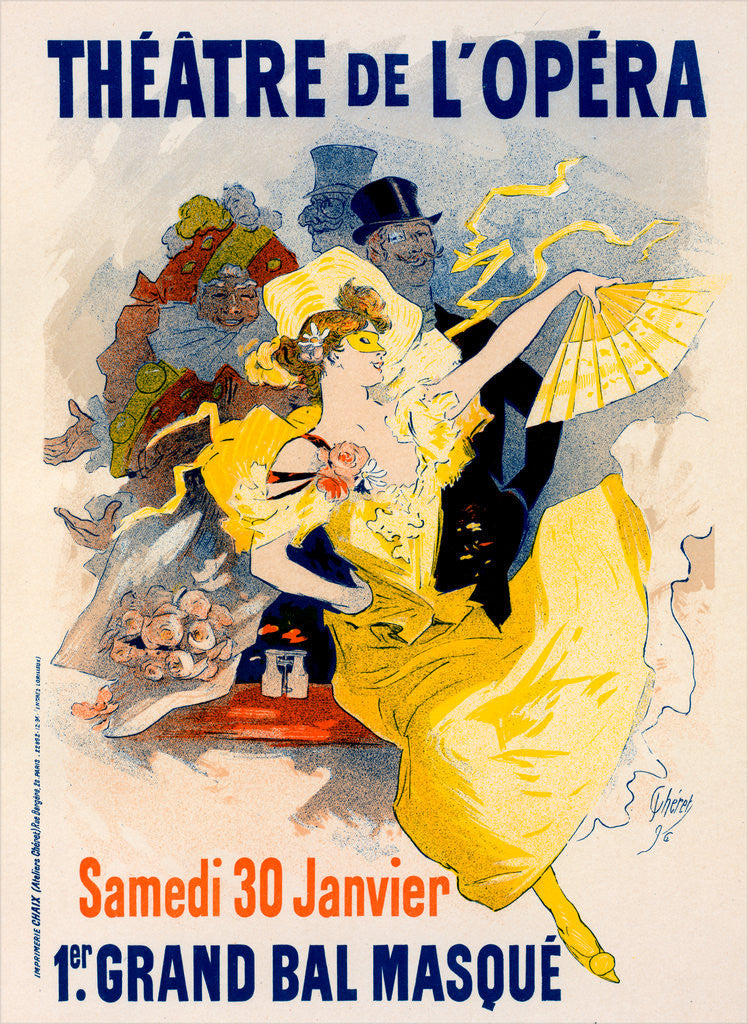 Detail of Poster for Théâtre de l'Opéra. Samedi 30 Janvier 1897. Premier Grand Bal Masqué by Jules Chéret