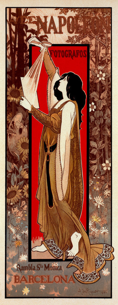 Detail of Spanish poster for Maison A. et E. Napoléon by Alexandre de Riquer