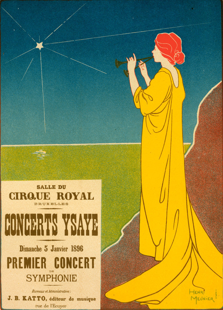 Detail of Belgium poster for Concerts Ysaye Brussel, Ysaye concerts, Salle du Cirque Royal, Brussel, 1895 by Georges Meunier