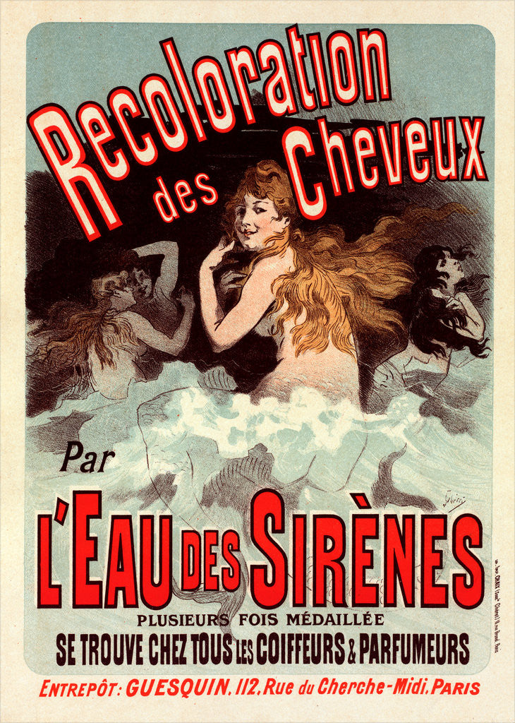 Detail of Poster for l' Eau de Sirènes by Jules Chéret