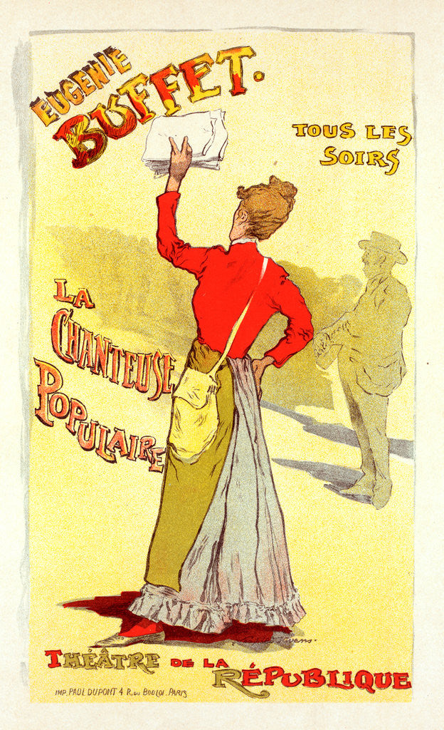 Detail of Poster for le Théâtre de la Renaissance, Eugénie Buffet, la chanteuse populaire by Léopold Stevens