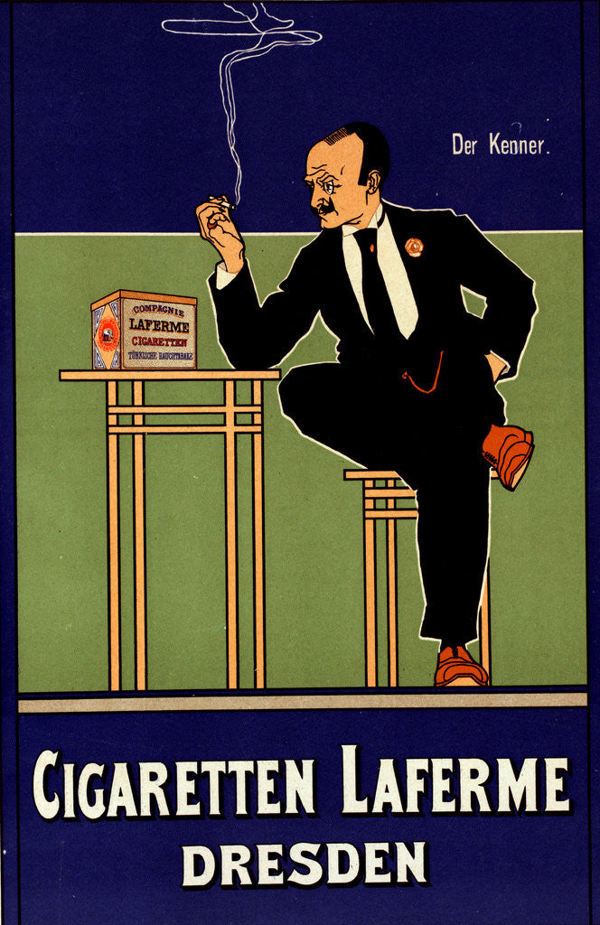 Detail of German poster for Cigarettes Laferme Dresden Germany by Fritz Rehm