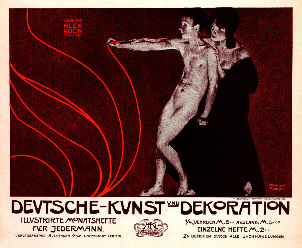 Detail of German poster for la revue illustrée mensuelle Deutsche-Kunst und Dekoration by Josef Rudolf Witzel