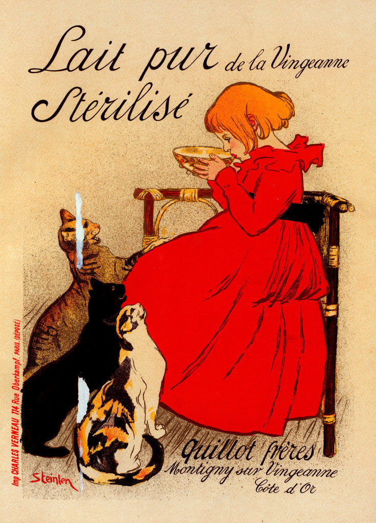 Detail of Poster for Lait pur stérilisé de la Vingeanne by Théophile Alexandre Steinlen