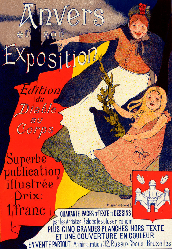 Detail of Belgian poster for Anvers et son Exposition by Henri Evenepoel