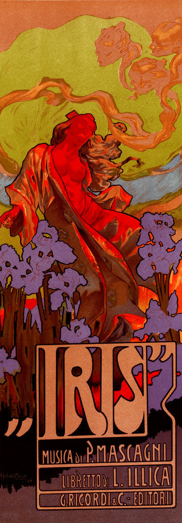 Detail of Italian poster for l'opéra-comique Iris by Adolf Hohenstein