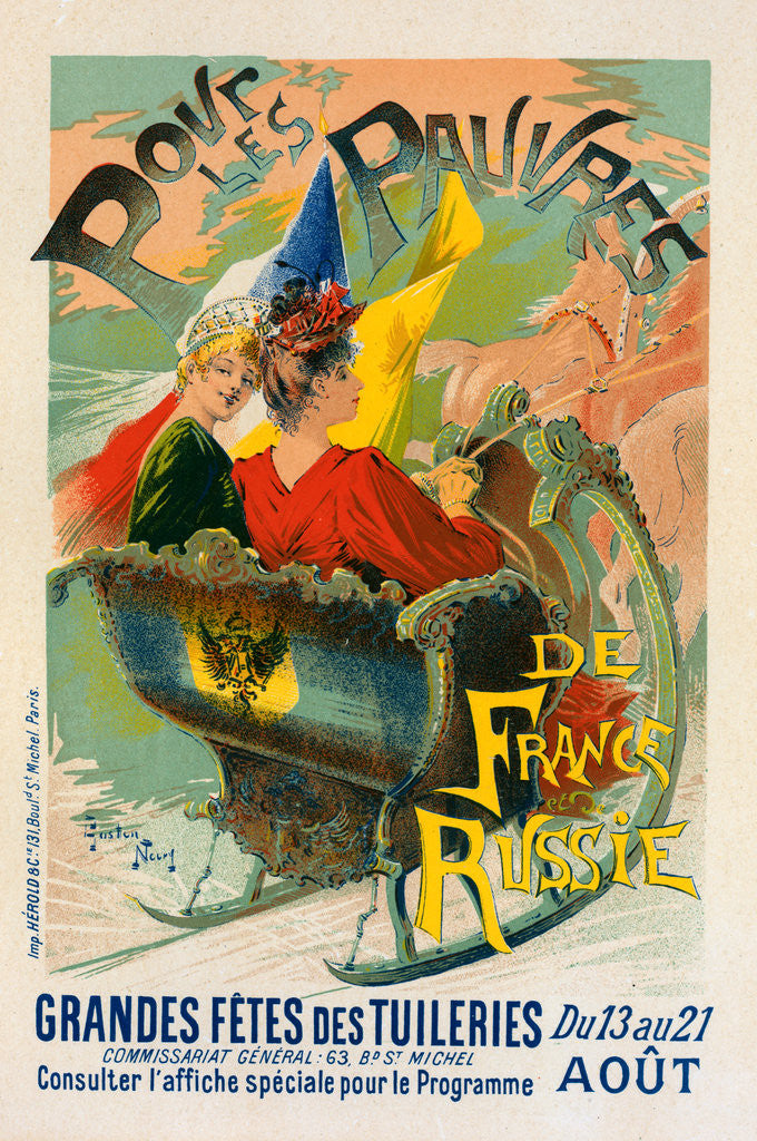 Detail of Poster for les grandes fêtes des Tuileries, Pour les pauvres de France et de Russie by Gaston Noury