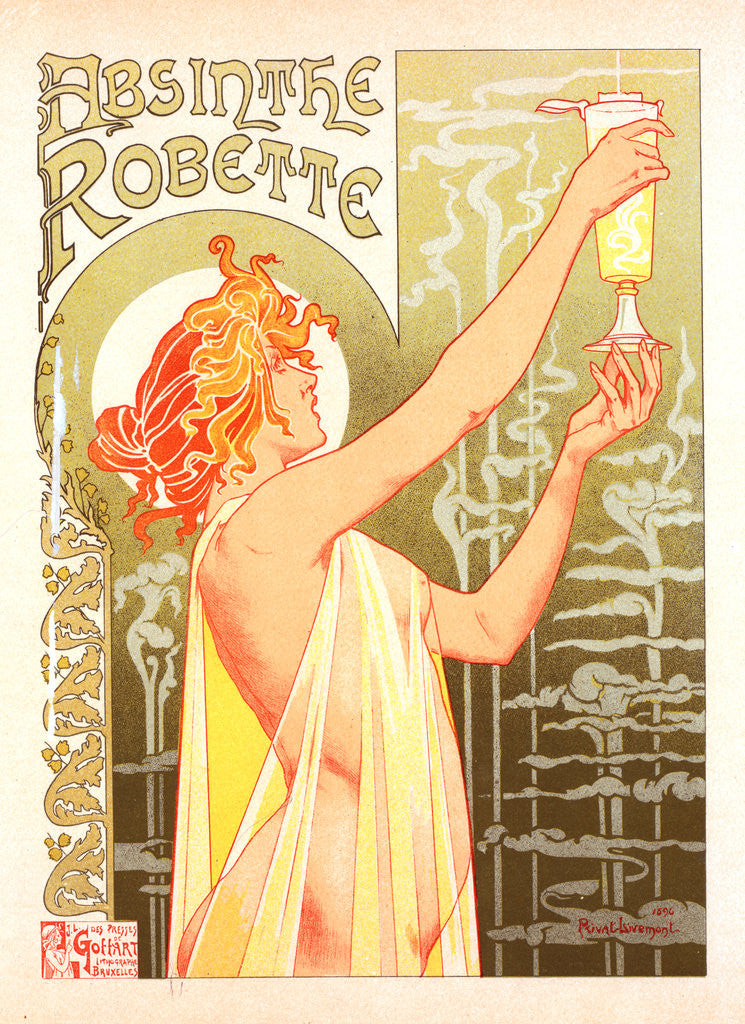 Detail of Belgian Poster for l' Absinthe Robette by Antoine Théodore