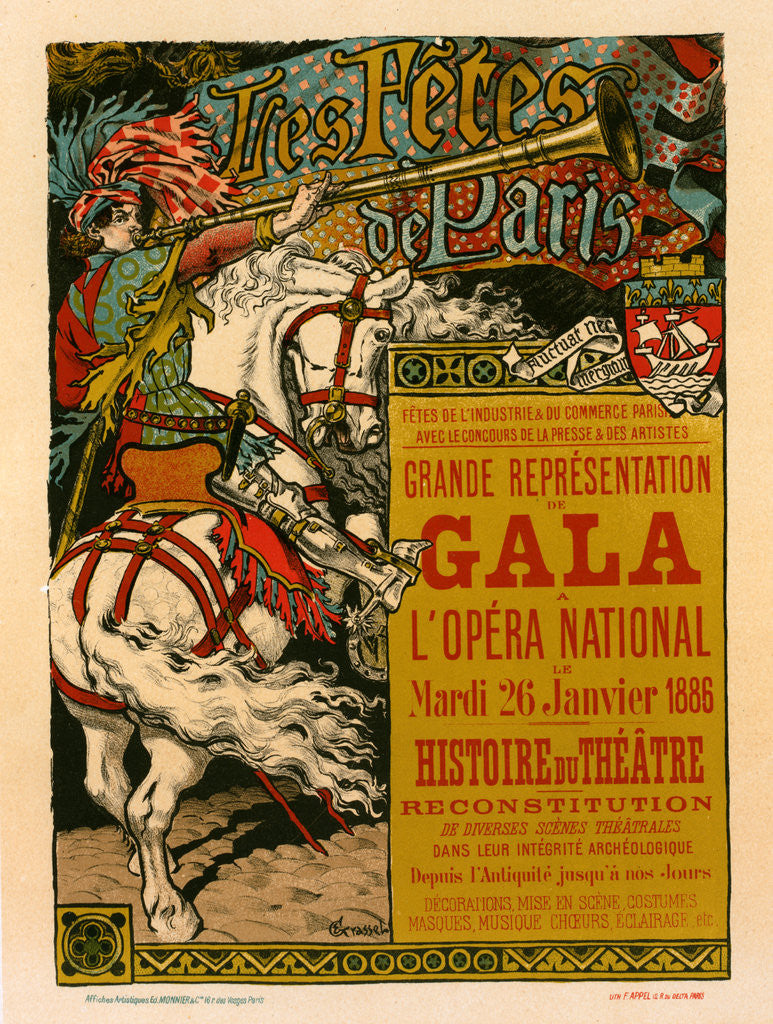 Detail of Poster for les Fêtes de Paris by Eugène Grasset