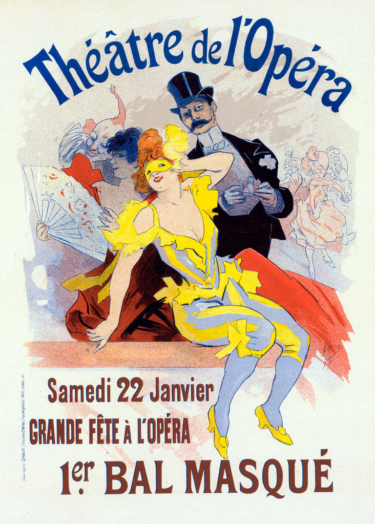 Detail of Poster for the 1er. bal masqué, la Grande Fête à l'Opéra, 22 janvier by Jules Chéret