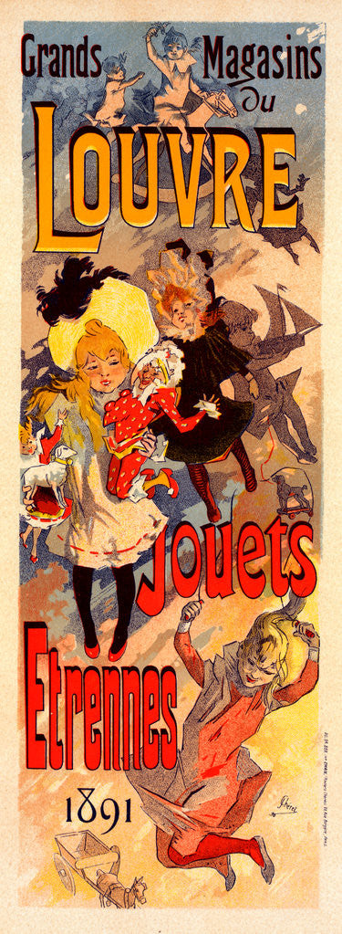 Detail of Poster for Magasins du Louvre by Jules Chéret