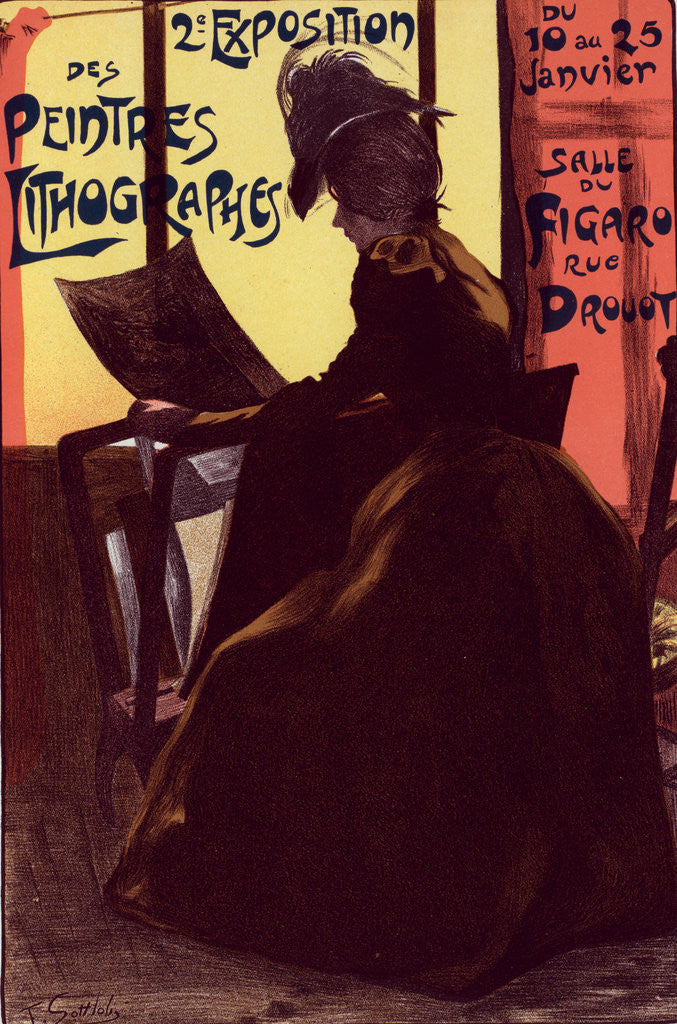 Detail of Poster for la 2e Exposition des Peintres-Lithographes. Second exhibition of Lithography Painters, Salle du Figaro, rue Drouot Paris, 1899 by Fernand-Louis Gottlob