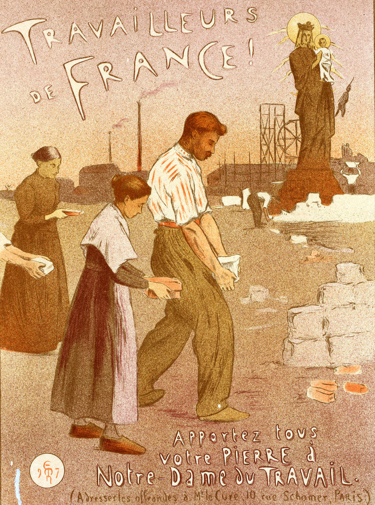 Detail of Poster for: Notre-Dame du Travail by Adolphe Étienne Auguste Moreau-Nélaton