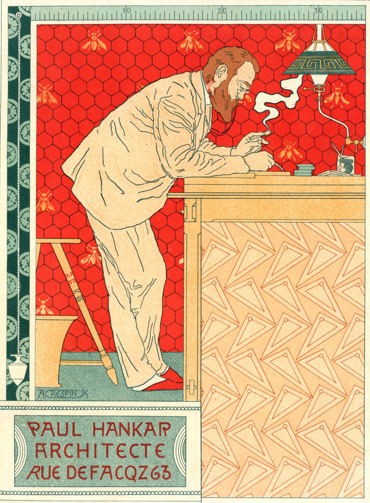 Detail of Belgian Poster for M. Paul Hankar, architecte by Adolphe Crespin