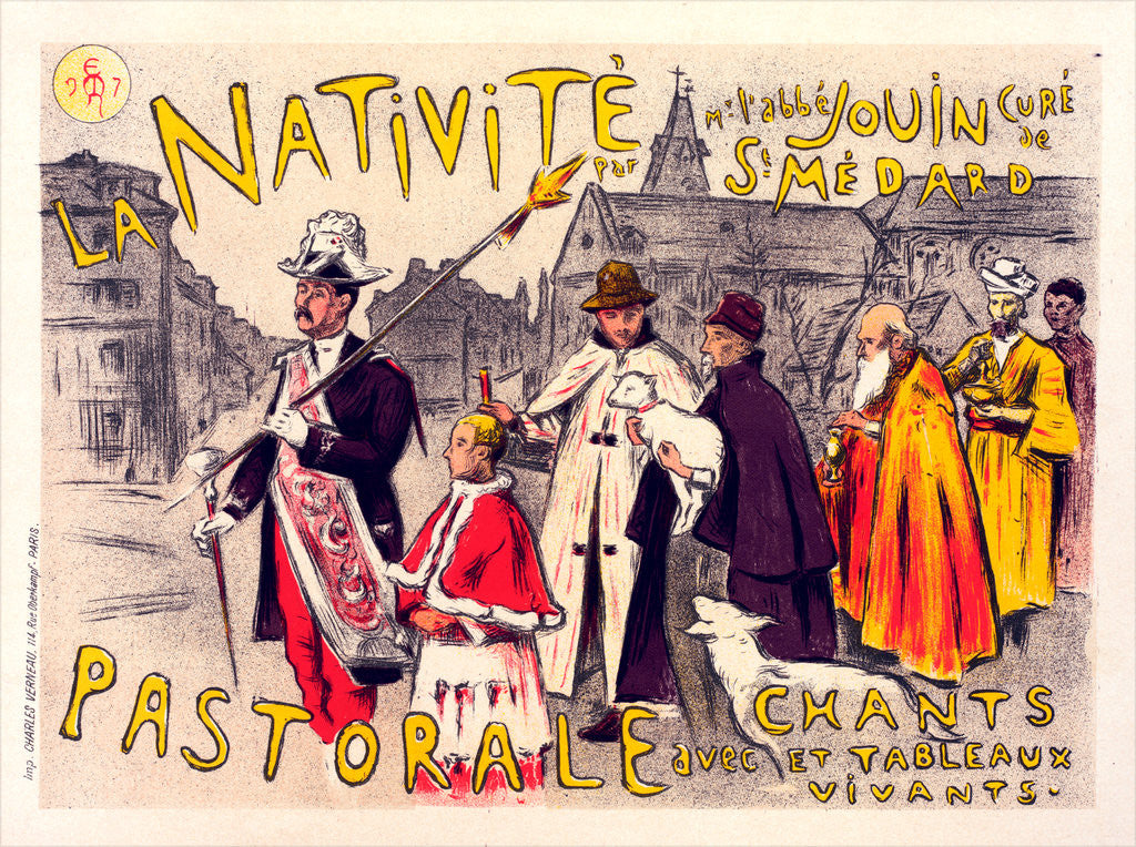 Detail of Poster for la pastorale de la Nativité by Adolphe Étienne Auguste Moreau-Nélaton