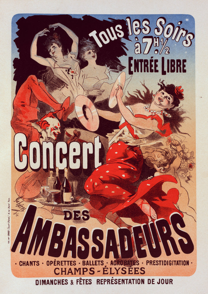 Detail of Poster for Concert des Ambassadeurs by Jules Chéret