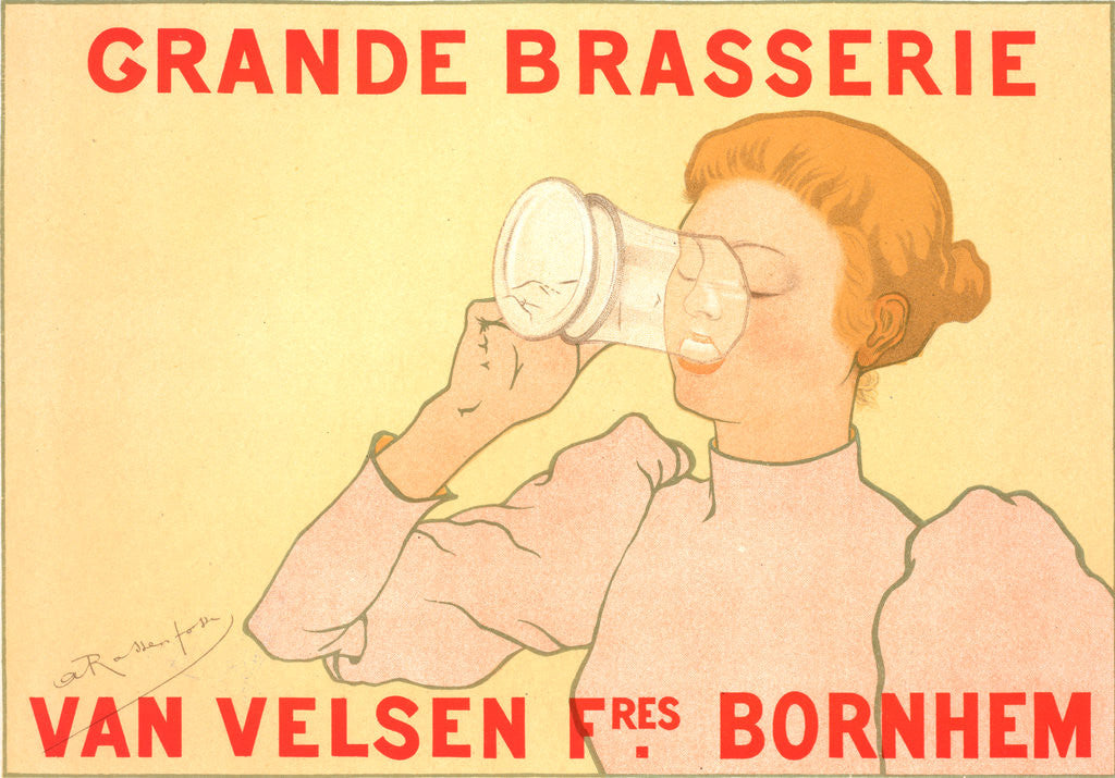 Detail of Belgian poster. Grande Brasserie Van Velsen frères. Bornhem by Armand Rassenfosse