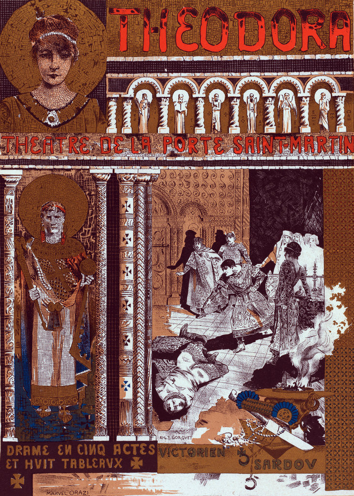 Detail of Poster for le théâtre de la Porte-Saint-Martin, Théodora by Victorien Sardou by Auguste-François-Marie Gorguet