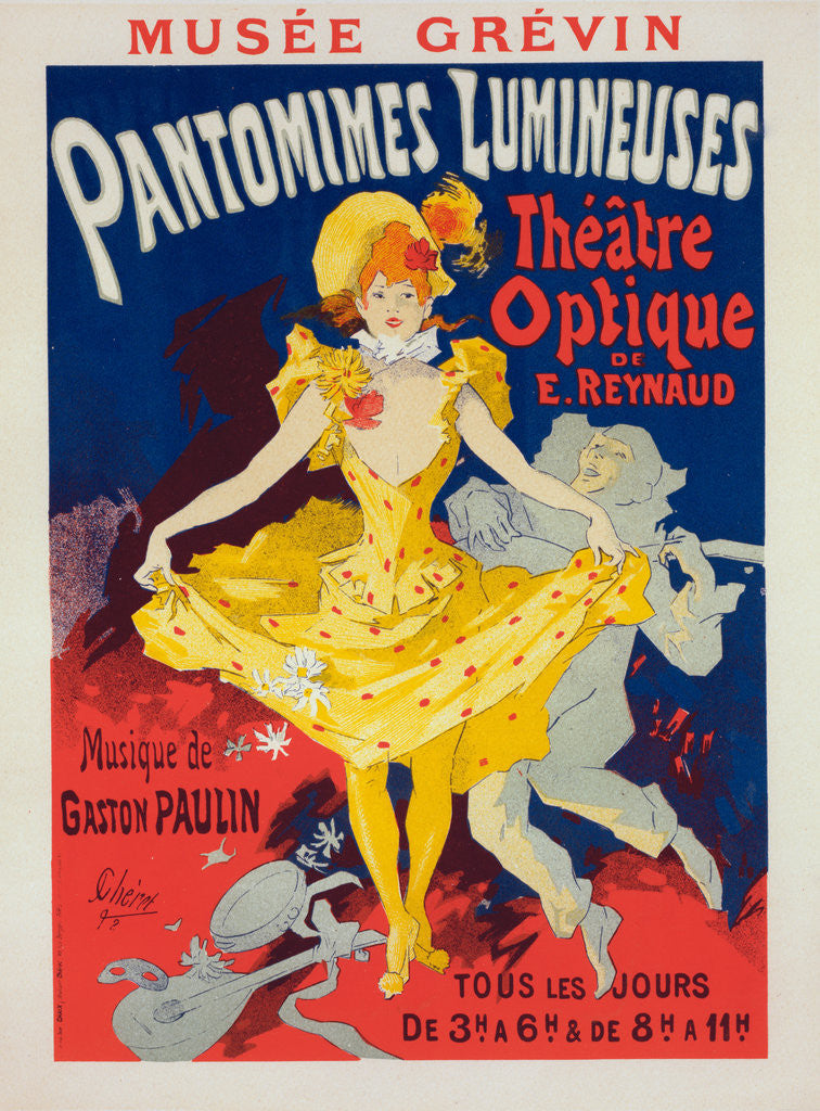 Detail of Poster for Musée Grévin, pantomimes lumineuses, Théâtre Optique de E. Reynaud, musique de Gaston Paulin by Jules Chéret