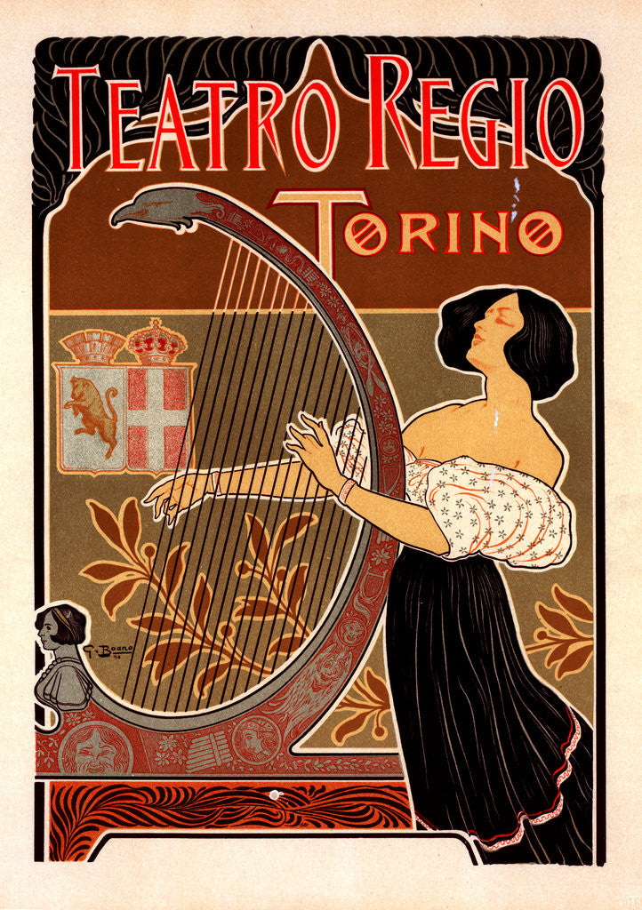 Detail of Italian poster for le Théâtre royal de Turin by Giuseppe Boano