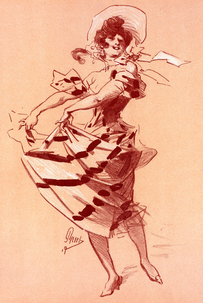 Detail of Original drawing for les Maîtres de l'Poster by Jules Chéret