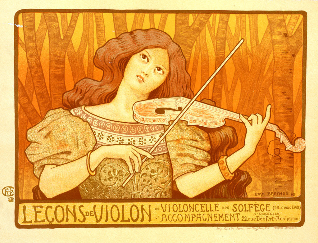 Detail of Poster for Leçons de Violon. The violin lesson by Paul Berthon