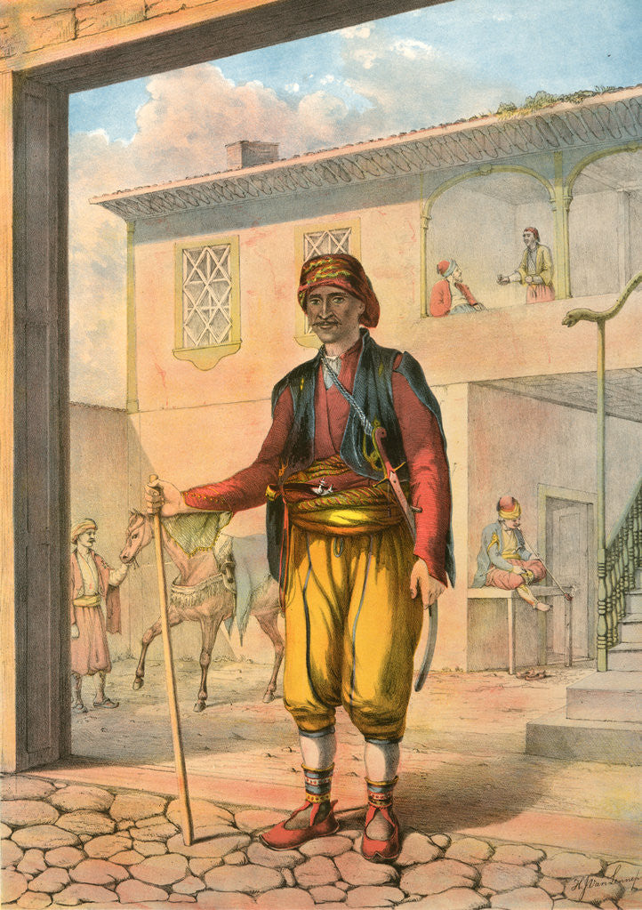 Detail of Turkish cavass, An armed and uniformed attendant attached to the suite of a person of distinction in Turkey by Henry J. Van Lennep