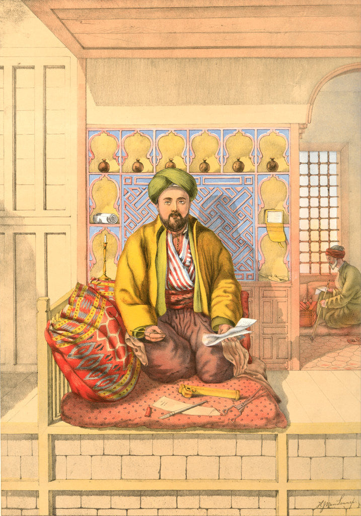 Detail of Turkish scribe or writer, Turkey by Henry J. Van Lennep