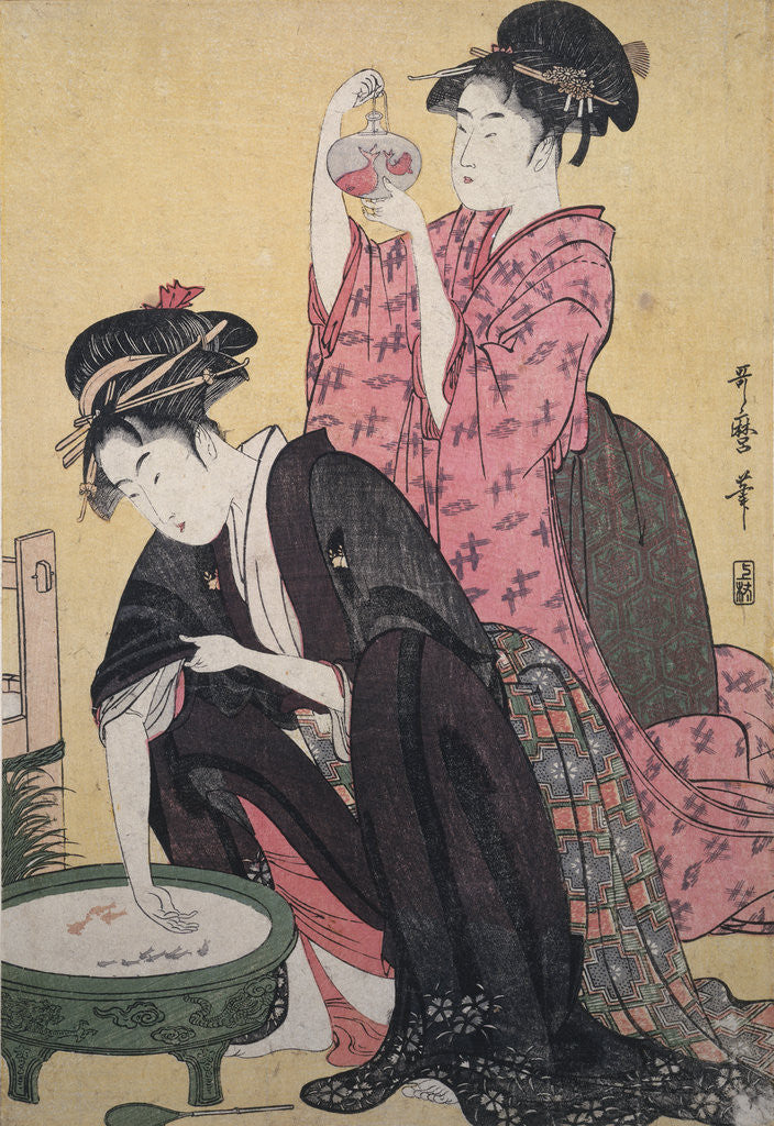 Detail of Kingyo,[Goldfish by Utamaro Kitagawa