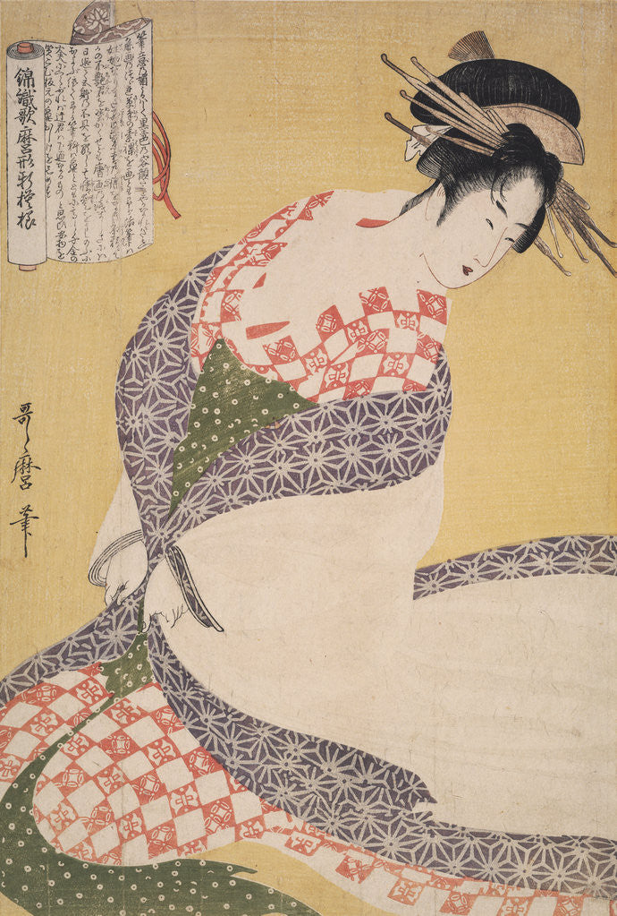 Detail of Shira-uchikake,The white surcoat by Utamaro Kitagawa